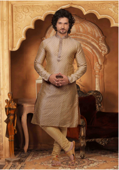 Golden Color Silk Kurta Set